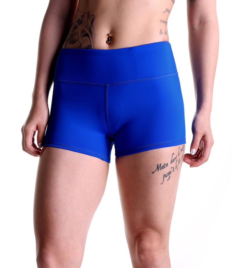 Tough Mode Women's 3" Athletic Workout Volleyball Running WOD Compression Shorts Electric Blue - Image 2
